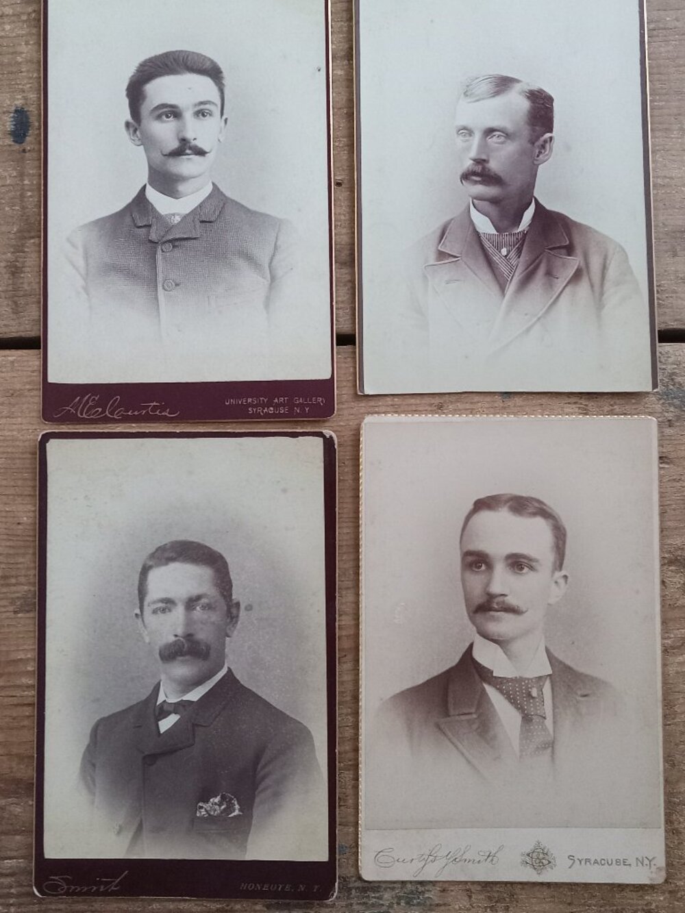 Antique Cabinet Card Lot- Four Mustached Victorian Men.